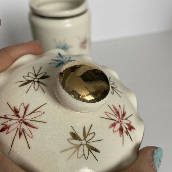 VTG Royal Sealy Atomic Starburst MCM Apothecary Vanity Jar 9" Tall Ivory Crazing - Picture 6 of 12